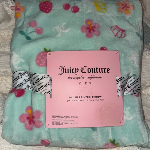 Juicy Couture Other - Juicy Couture Kids Plush Throw - Aqua and Pink